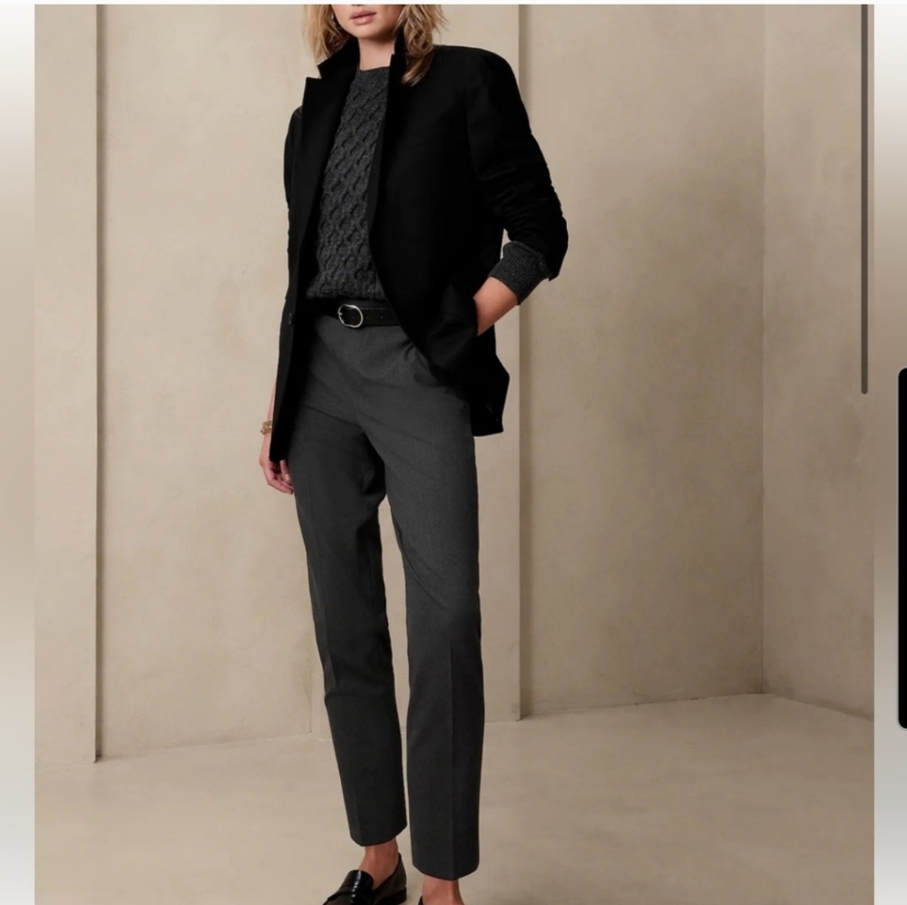 Banana Republic Hayden Pant women elastic waist pull on gray ankle Office Work